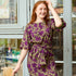Atelier Jupe - 100% Viscose - Khaki Viscose with Purple Flowers
